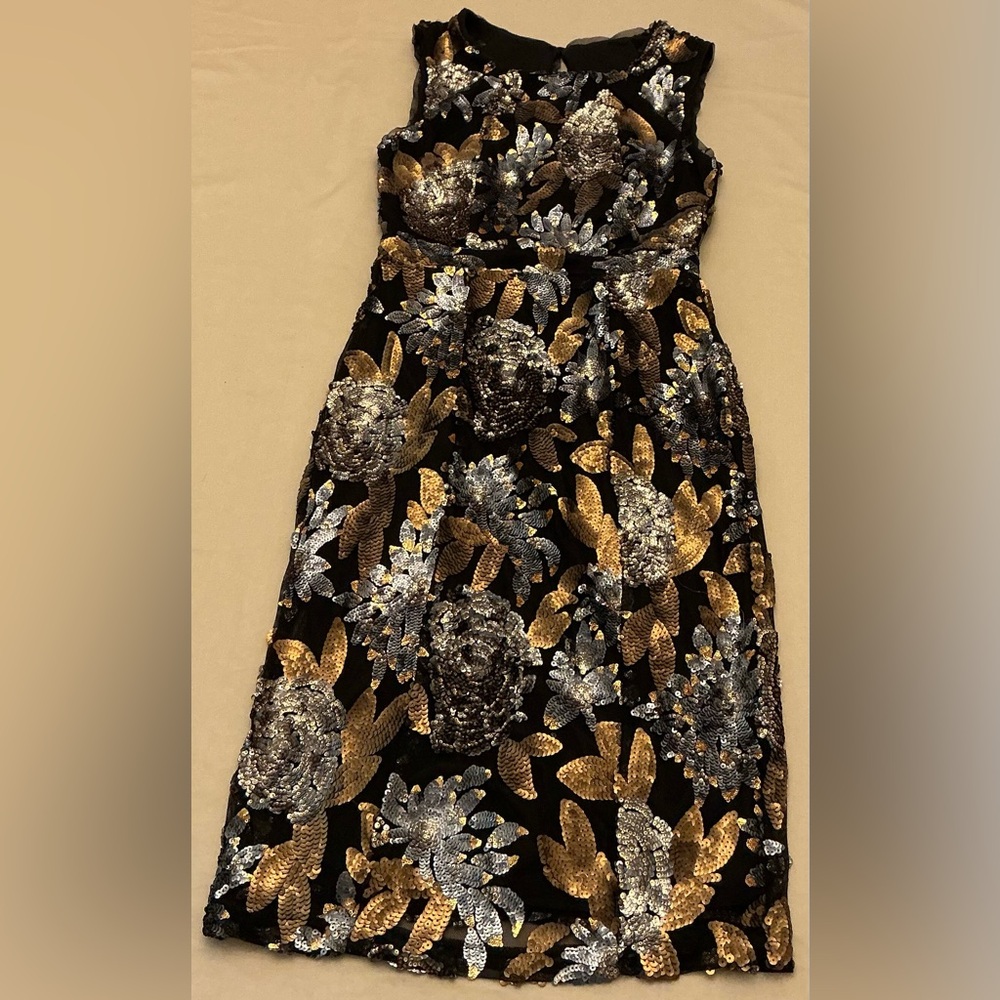 Elegant Black and Gold Floral Dress